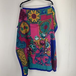 Vintage Colorful Floral Scarf 36” Square Cottagecore Boho Unique Luxe Money‎